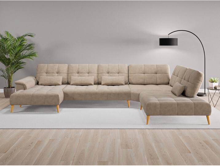 Wohnlandschaft Tokio Nr. 1 links - Beige/Braun (Braungrau) - Geprägter Mikrofaserstoff von Casarista