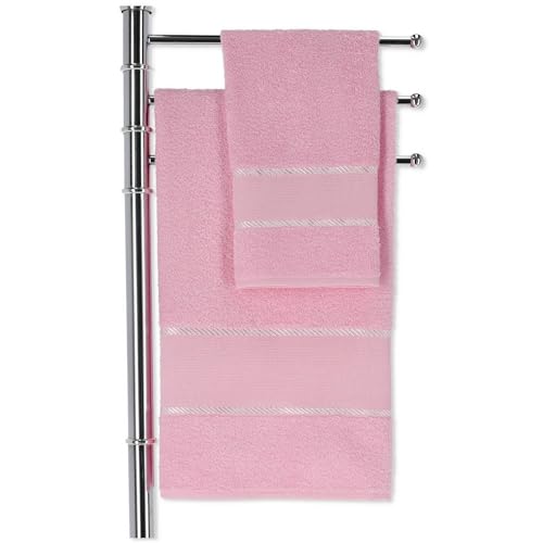 Casatessile Aida Paar Stickerei Handtücher Set mit 2 Gesichts- und Bidet-Badetüchern - ROSA Casatessile Aida Paar Stickerei Handtücher Set mit 2 Gesichts- und Bidet-Badetüchern - ROSA von Casatessile