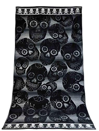 Mehrschädeliges Frottee-Strandtuch 90x165 cm. Badetuch - Nero Mehrschädeliges Frottee-Strandtuch 90x165 cm. Badetuch - Nero von Casatessile