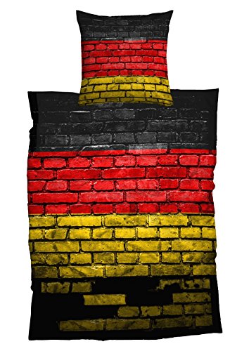 Casatex Bettwäsche German Flag Renforcè, 155x220 cm + 80x80 cm, 2er Set, schwarz rot Gold von Casatex