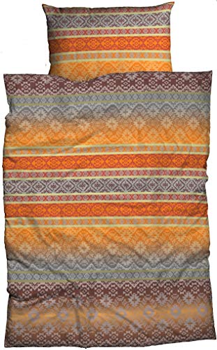 Casatex Fein-Biber Bettwäsche Mantua 140 cm x 200 cm orange Terra braun von Casatex