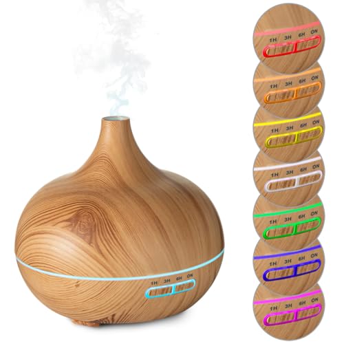 Casativo Aroma-Diffuser in eleganter Holzoptik für ätherische Öle, LED-Beleuchtung in 7 Farben & Timer, 300 ml, formschöne Raumbefeuchtung für Ihr Zuhause von Casativo