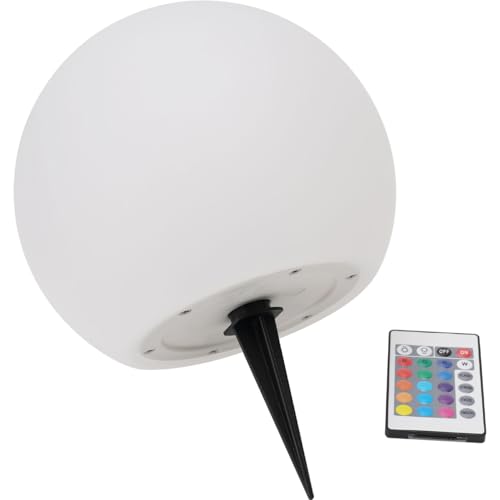 Casativo Solar-LED-Leuchtkugel, Ø 30cm, RGBW mit Fernbedienung, 60 Lu, IP67. Farbwechsel-Lichtkugel für Garten & Terrasse, wetterfest & kabellos von Casativo