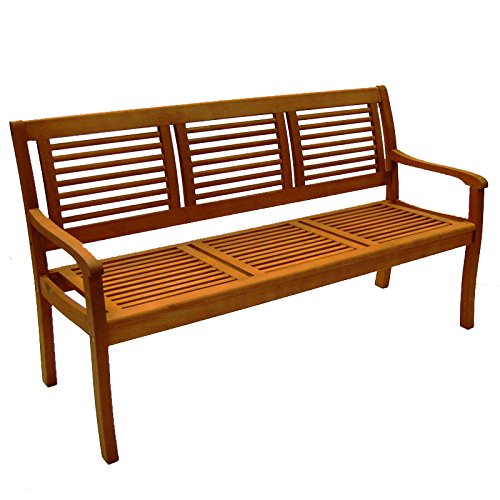 Casaya Gartenbank Paolo 3-Sitzer aus Eukalyptus Hartholz Holzbank in Teakoptik von VORAGA