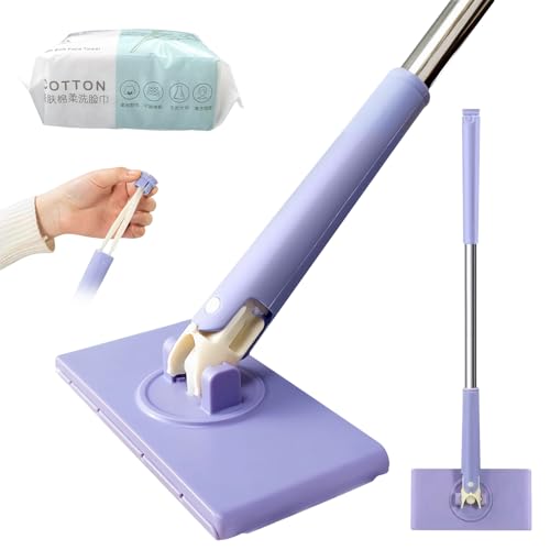 Casbomy Automatischer Tuchwechsel Mini Mop, 360° Rotierbares Wischmopp, Ohne Hände Ersetzen, Anwendbar Wischer Boden, Glas, Küchen und Badezimmerreinigung(1 Wischer+Waschhandtücher 50 Stück/Packung) von Casbomy
