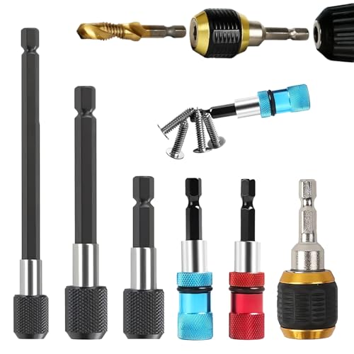 Sechskant-Adapter mit magnetischem Bithalter, 3 Stück 1/4 Zoll bit Adapter und 3 Stück 1/4 Zoll Verlängerung Bithalter(60+100+150mm), Sechskantschaft Set für Bohrer, Treiber, Bits und Handtreiber von Casbomy