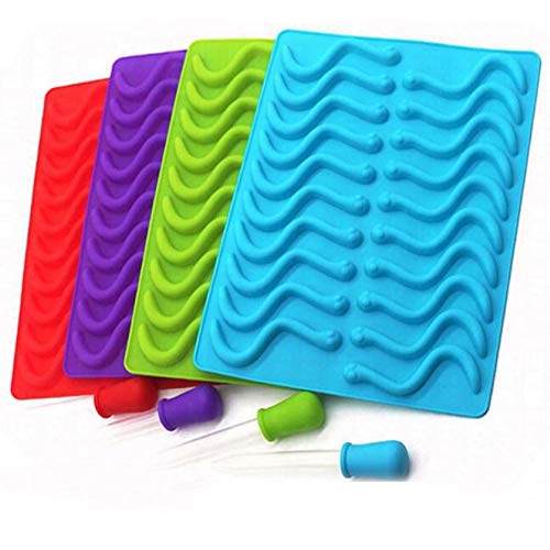 20 Cavity Gummy Worm Silikon Formen Gumdrop Moulds Ice Cube Trays Für Jelly Chocolate Cake Wax, Erhältlich Ofen Kühlschrank Mikrowellenherd Gefrierschrank Zufällige Farbe 1pc von Case Cover