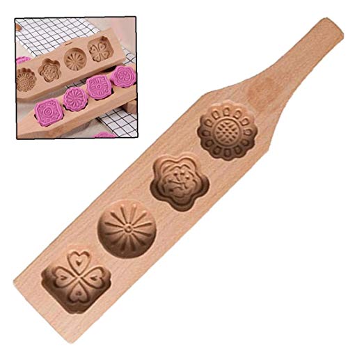 Casecover 4 Blumen Aus Holz Plätzchen DIY Mooncake Moulds Kürbiskuchen Grüne Bohnen-Kuchen Muffin Cups Kürbiskuchen von Casecover