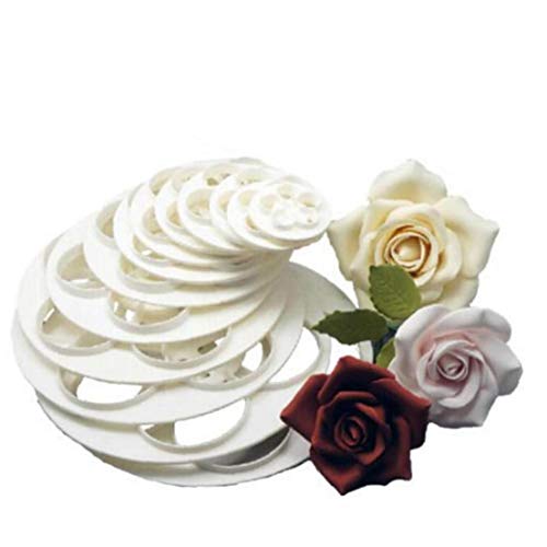 Case Cover 6pcs Ausstechform Fondant-Kuchen-zuckerfertigkeit Rosen-Blumen-Dekoration-plätzchen-Form Kunststoff-gebäck Biskuit-schnittwerkzeug von Case Cover