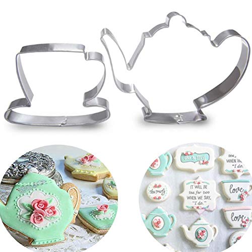 Case Cover Ausstechformen 2st Tea Party Ausstechformenset, Teekanne, Teetasse, Edelstahl-Fondant-Kuchen-Form-Werkzeug von Case Cover