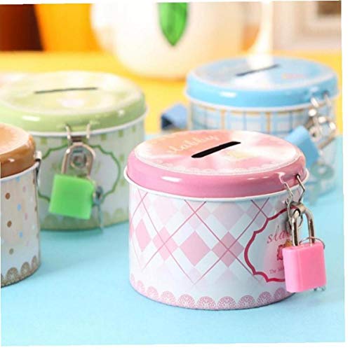 Case Cover Geld-kästen Netter Münzbox Piggy Bank, Runde Metallspardosen Schloss Und Schlüssel Für Kinder Geburtstags-Geschenk Wohnaccessoires Spardosen Piggy Bank 1pc von Case Cover