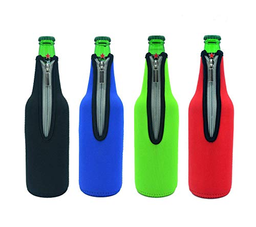 4 Stück Koozies Thermohülle Isoliertasche Hülle Tasche für Flasche 520 ml (17,6 oz) aus Neopren mit Reißverschluss hält Ihre Getränke länger kalt 4 Colors von Case Wonder