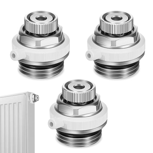 Casenly Automatisches Entlüftungsventil, 3 Stück Entlüftungsstopfen Ventil 1/2" Heizkörper Entlüftungsventil Messing Selbstentlüftendes Kühlerventil heizkörperlüfter von Casenly