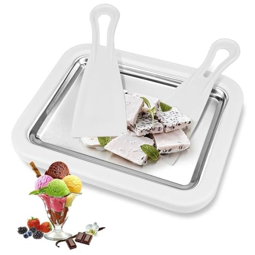Casenly Eisplatte Zum Eis Machen, Roller Maker Pan mit 2 Spateln, Rolled Ice Cream Maker Eis Selber Machen DIY, Rolleismaschiene Platte Eiscreme Maschine für Sorbet, Frozen Yogurt, Gelato, Rollsahne von Casenly