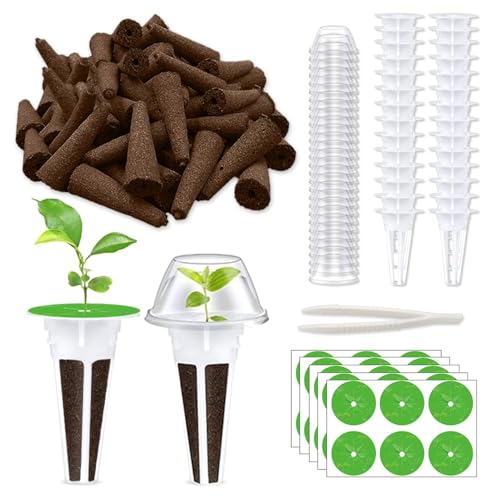Casenly 121 Stück Wachstumsschwämme Kit, 30 Stück Ersatz Zuchtschwämme, Anzuchtsysteme Kit mit 30 Etiketten 30 Pflanzenkorb, Hydroponische Anzuchtsysteme Pflanzenschwamm für Garden Haus Labor von Casenly
