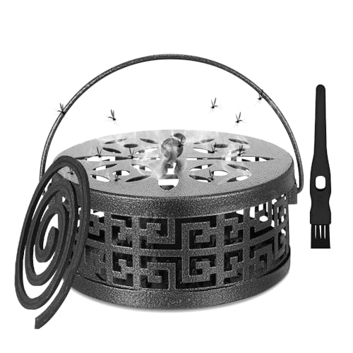 Casenly Moskito Spulenhalter, Metall Räucherstäbchenhalter, Tragbar Metallisch Moskito Spulenhalter, Mückenspirale Behälter mit Griffdeckel, Beweglicher Mosquito Coil Halter für Zuhause Büro von Casenly