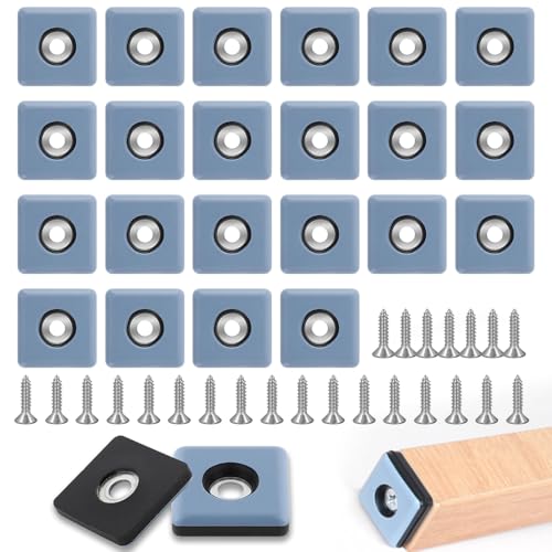 Casenly Teflongleiter zum Schrauben Möbelgleiter, 24 Stück Teflon Möbelgleiter für Schwere, 25 x 25mm Möbel Quadrat Möbelschieber, Rechteckig Stuhlgleiter mit Schraube für Teppich Möbel Stuhlbeine von Casenly