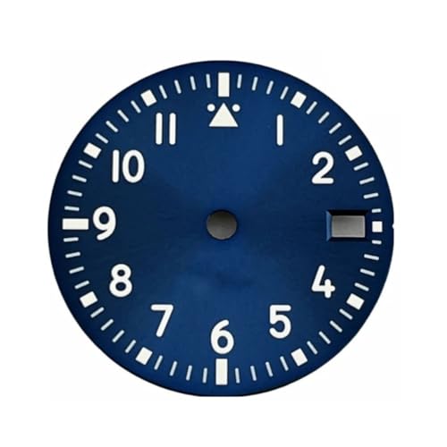1 Stück 29 mm NH35-Zifferblatt, grün leuchtend, mit Kalenderfenster, passend for NH35 3-Uhr-Kronenbewegung, Uhrenzubehör(Blue 1) von Casetlong