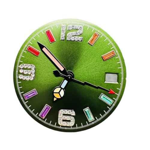 1PC 28,5mm Uhr Zifferblatt Sonne Muster Uhr Ersatz Zubehör Skala Regenbogen Uhr Gesichter for NH35 NH36 4R 7S Bewegung(Green 879 hands) von Casetlong