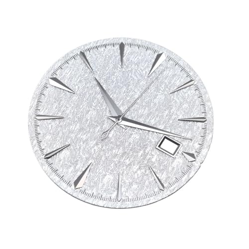 1PC 29mm 35mm Uhr Zifferblatt und Zeiger Oberfläche mit Silber Gold Rose Uhr Gesichter for NH35 NH36 Bewegung(White N sliver hands,35mm) von Casetlong
