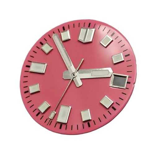 1PC NH35 Uhr Zifferblatt 28,5mm Grün Leuchtend Grün Leuchtend Uhr Gesichter Uhr Zubehör Mit Einzelnen Datum Zifferblatt Set Silber Hände(3-Pink-3-582-1) von Casetlong