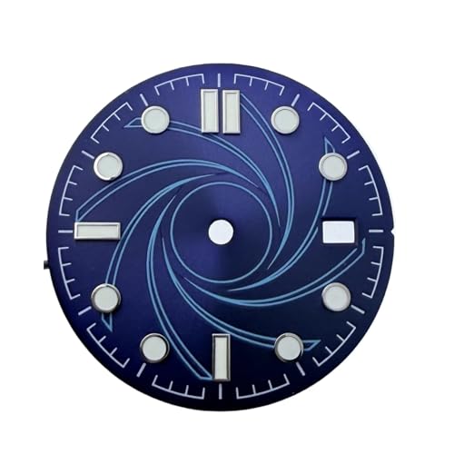 1pc 31mm Uhr Zifferblatt Grün Leuchtende Uhr Gesichter Mit Kalender Fenster for ETA2836 2834 DG2813 Bewegung Uhr Zubehör(Blue) von Casetlong