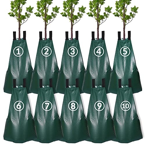 Casgee 10 Stück 75L Baumbewässerungssack, Bewässerungsbeutel UV beständigem, PVC Bewässerungssack, Baumbeutel Bewässerungssack zur Verwendung mit Dünger, strapazierfähigem Wassersack für Bäume von Casgee