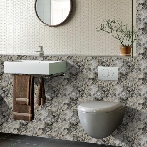 10 Stück PVC-Imitation Marmor Fliesenaufkleber Selbstdekoration für mühelose Heimumwandlungen (20 x 20 cm) von CashMuch