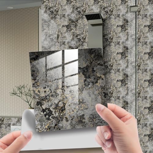 10 Stück PVC-Imitation Marmor Fliesenaufkleber Selbstdekoration für mühelose Heimumwandlungen (30 x 30 cm) von CashMuch
