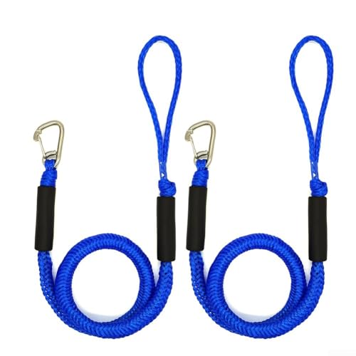 2 Stück Marine Bungee Dock Line 45 1,5 m elastisches Festmacherseil mit Schnellverschluss-Mechanismus und hoher Tragfähigkeit (blau) von CashMuch