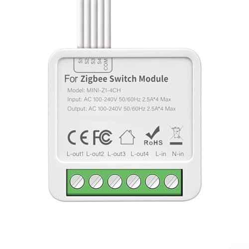2-Wege-Betrieb für intelligenten Lichtschalter, 10 A, mit Fernzugriff durch Tuya und Sprachbefehle aktiviert (Vier-Wege-Schalter) von CashMuch