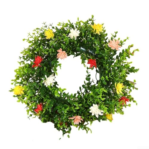 2024 Frühling Kleine Wildblume Simulation Kranz für Haustür Hängende Dekoration Künstliche Girlande Geeignet für Zuhause Wohnzimmer Schlafzimmer Büro (Gelb) von CashMuch