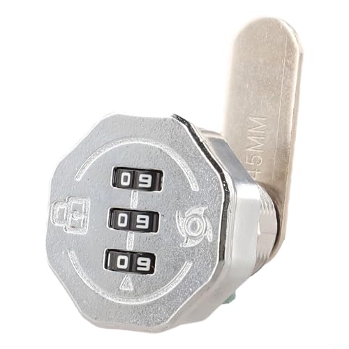 3-stelliges Zahlenschloss aus Zinklegierung mit Drehzunge für Schubladen, Schließfächer und Werkzeugkästen, zurücksetzbares Passwort, kompatibel mit 120 mm Plattenstärke (schwarz) von CashMuch