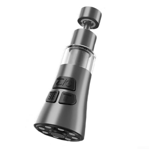 360 Grad drehbare Küchenarmatur-Verlängerung, 3-in-1-Sprühkopf mit Strahl, Spray und fokussierten Strahl-Optionen, entworfen für effiziente Küchenspüle und Wasserhahn-Kompatibilität (grau) von CashMuch