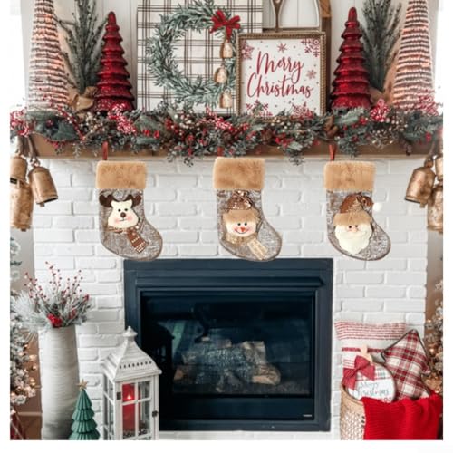 3er-Pack Weihnachtsstrümpfe mit Weihnachtsmann, Schneemann und Rentier, hergestellt aus stabilen Stoffen für festliche Präsentation 3er-Pack Weihnachtsstrümpfe mit Weihnachtsmann, Schneemann und Rentier, hergestellt aus stabilen Stoffen für festliche Präsentation von CashMuch