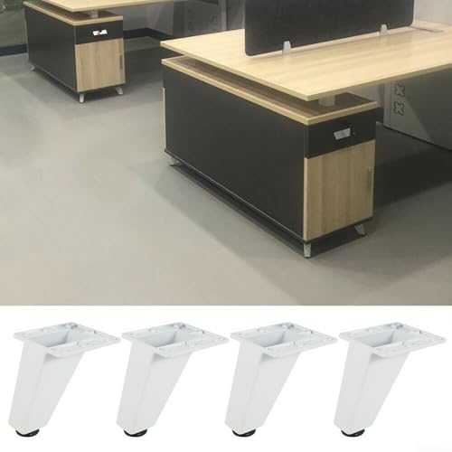 4 Stück Metall-Möbel-Ersatzbeine 10 cm für Sofa, Bett, Schrank, Couchtisch mit Schrauben, stabile Eisenhalterung für Möbel (weiß) von CashMuch