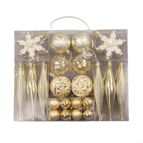 40-teiliges Weihnachtskugel-Ornament-Set für Baumschmuck, einschließlich für Feiertage, Hochzeit, Party, zum Aufhängen (Gold) von CashMuch