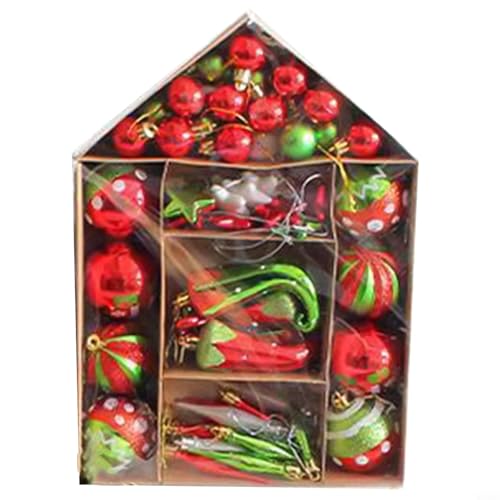 70-teiliges Weihnachtskugel-Ornament-Set für Baumschmuck für Urlaub, Hochzeit, Party, Haus und Garten (rot grün) von CashMuch