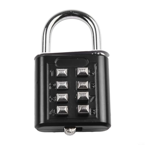 8-stelliges Zahlenschloss aus Zinklegierung mit Stahlbügel für Koffer Reisetasche Sicherheit für Smart Passwortschloss kompakt und (schwarz) von CashMuch