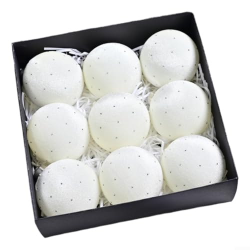 9-teiliges Samt-Weihnachtskugel-Ornament-Set für Feiertagsparty-Dekorationen und Weihnachtsbaum-Verzierungen mit eleganter, weicher Textur (weiß) von CashMuch