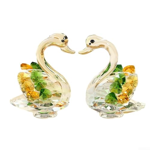 Anmutig für Kristallschwanen-Dekorationen, um Ihre Inneneinrichtung in Wohn- oder Schlafzimmern zu bereichern (grün gelb) von CashMuch