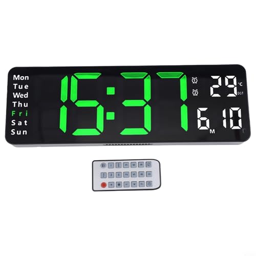 Anpassbare Digitaluhr mit automatischer Helligkeitsregelung, 33 cm, ideal für jeden Raum (grünes Licht) von CashMuch
