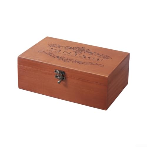 Aufbewahrungsbox aus Holz im Vintage-Stil mit Schloss zur sicheren Aufbewahrung von Schmuck und wichtigen Dokumenten (L) von CashMuch