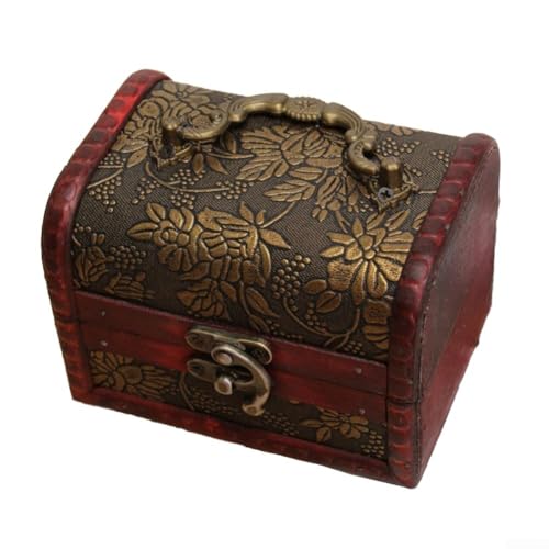Aufbewahrungsbox aus Holz mit Vintage-Stil und dekorativen rustikalen Bronze-Akzenten für Schmuck und wichtige Dinge (C) von CashMuch
