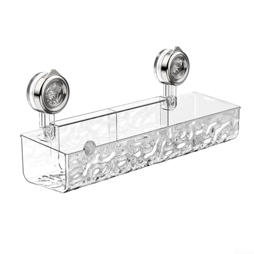 Badezimmer-Aufbewahrungsregal mit Saugnapf und Drainage, transparent, ohne Bohren, Wandkorb für die Organisation von Toilettenartikeln und Küchenartikeln (grau) von CashMuch