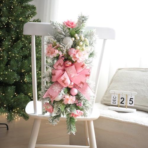 Bringen Sie festliche Stimmung in Ihr Zuhause oder Ihre Party mit einem künstlichen Weihnachtskranz mit schönem Laub und Blumen, geeignet für Türen, Wände, Fenster und Bäume von CashMuch