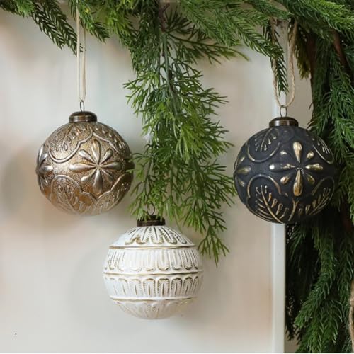 Bruchsichere Vintage-Weihnachtskugel für Baum mit rustikalem Kupfer-Finish, Kunststoffmaterial, leicht zum einfachen Aufhängen und saisonale Dekoration (schwarz und schwarz) von CashMuch