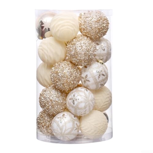 Bunte beflockte bemalte Weihnachtskugel-Ornament-Set für Feiertage (D) von CashMuch