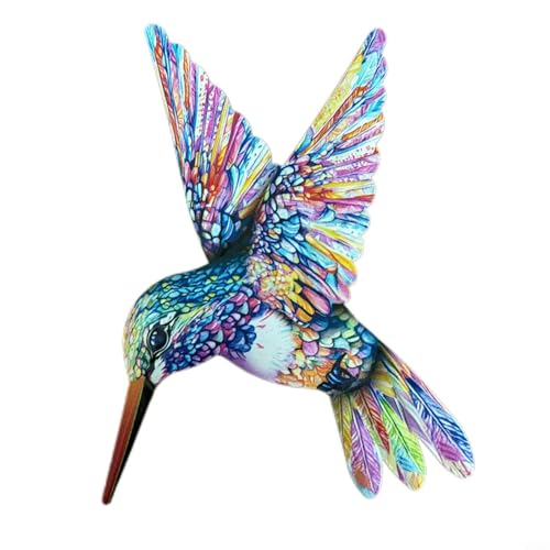 CashMuch 1 oder 4 Stück Kolibri-Wanddekoration, lebendige 3D-Eisenskulptur für den Außenbereich, Metallkunst mit Finish, 26 x 22 cm, für Garten, Terrasse, Wohnzimmer, Innen- und Außenbereich (grün) von CashMuch