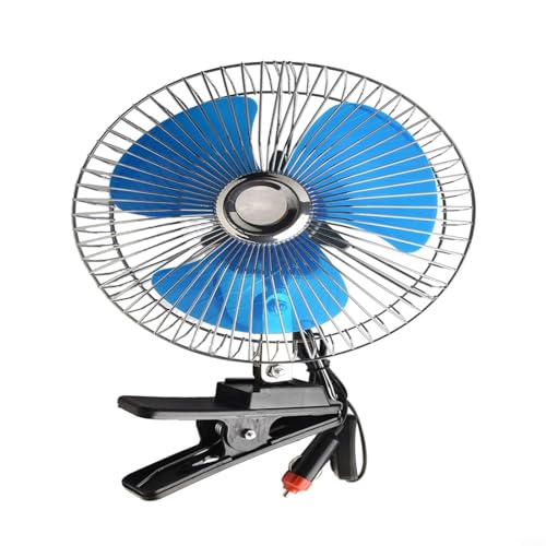 CashMuch 12V 24V Auto Ventilator Metall Oszillierender Kopf Lüfter Mit Klemme Leiser Starker Wind Kühlung Für LKW PKW(6-inch 24V) von CashMuch